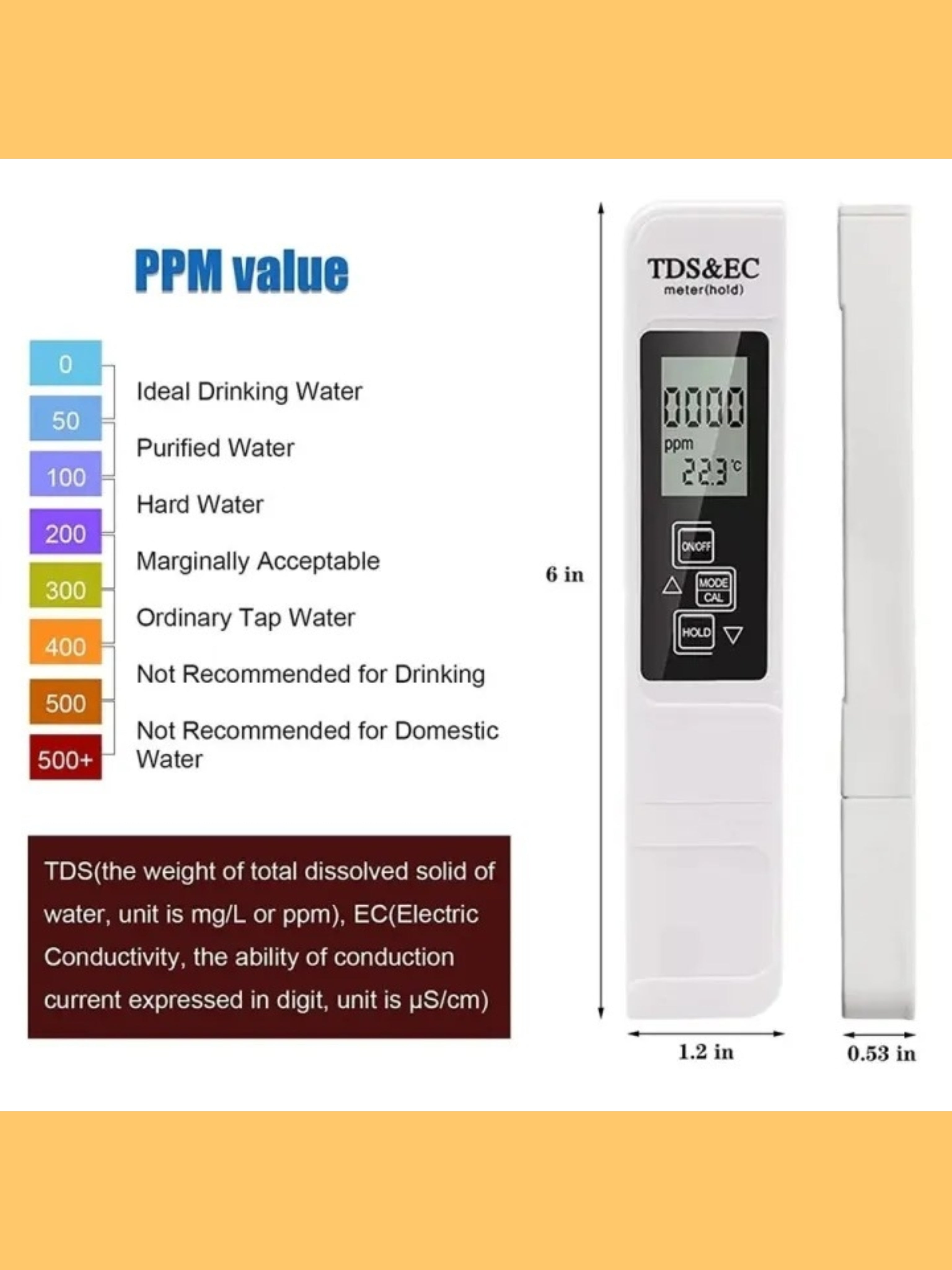 Digital TDS, EC & Temperature Meter (3-in-1) with Backlit LCD "Useful Pocket Gadget"
