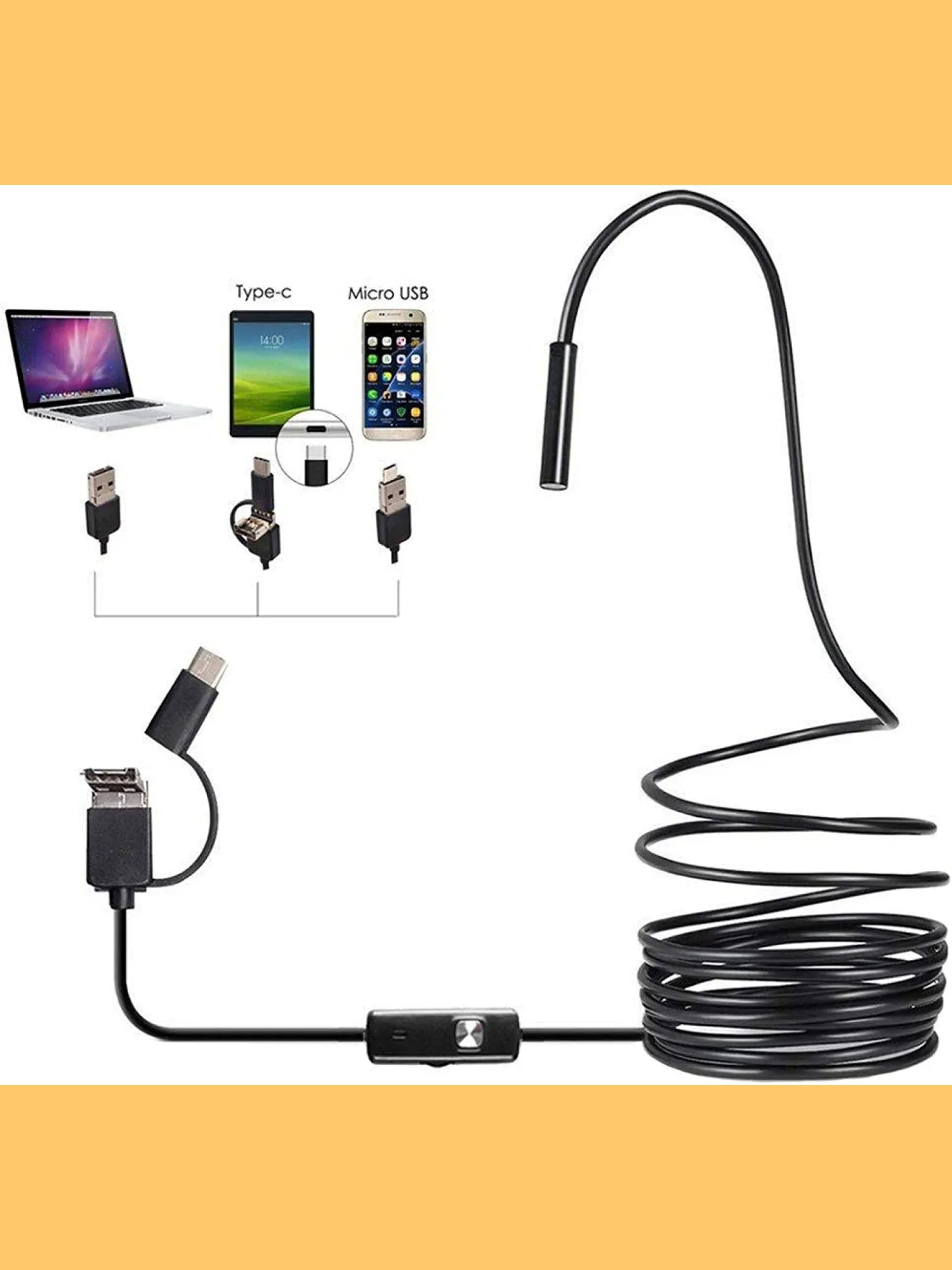 3-in-1 HD Industrial Endoscope (3.5m) Waterproof Inspection Camera "Utility Gadget"