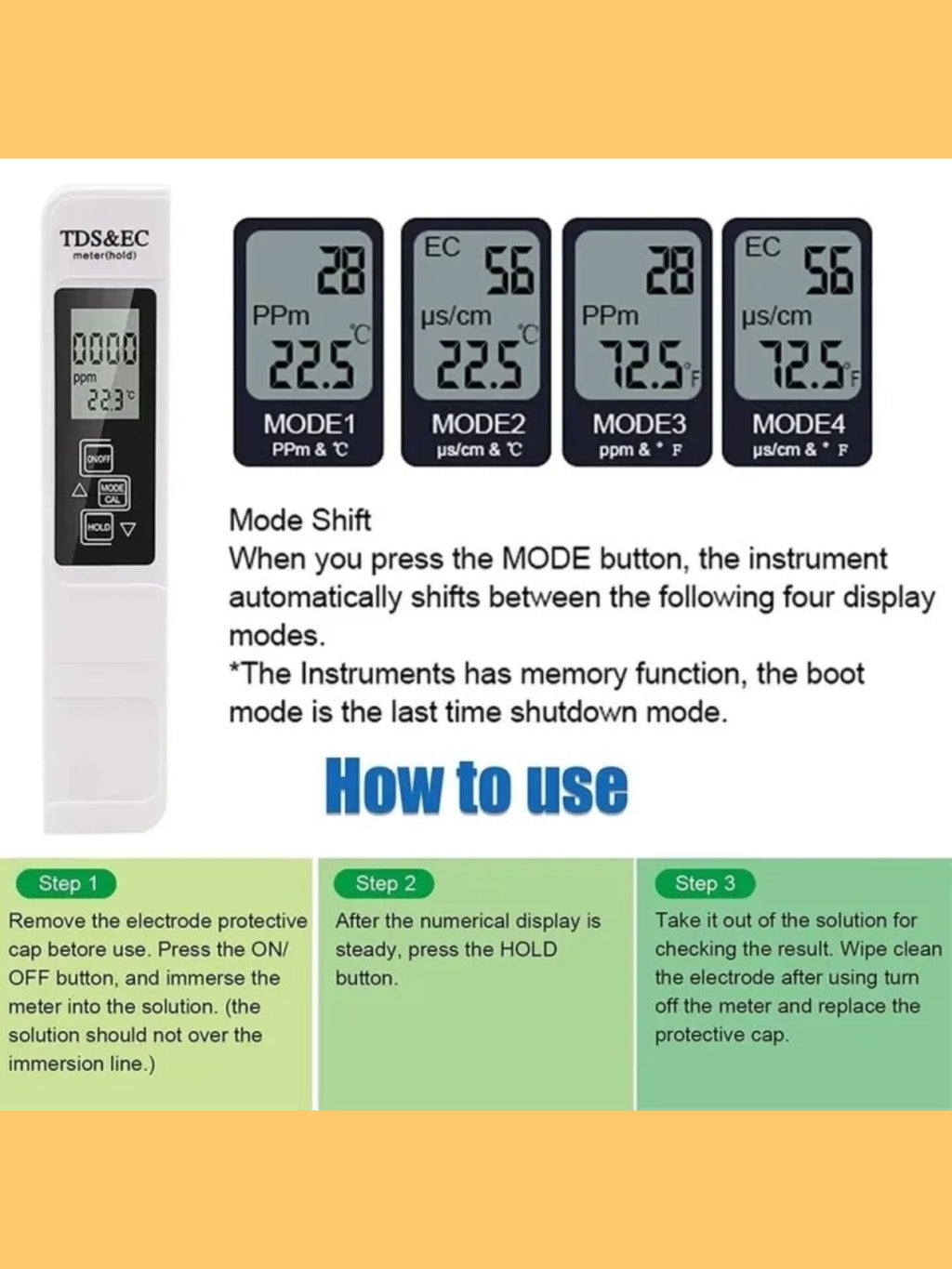 Digital TDS, EC & Temperature Meter (3-in-1) with Backlit LCD "Useful Pocket Gadget"