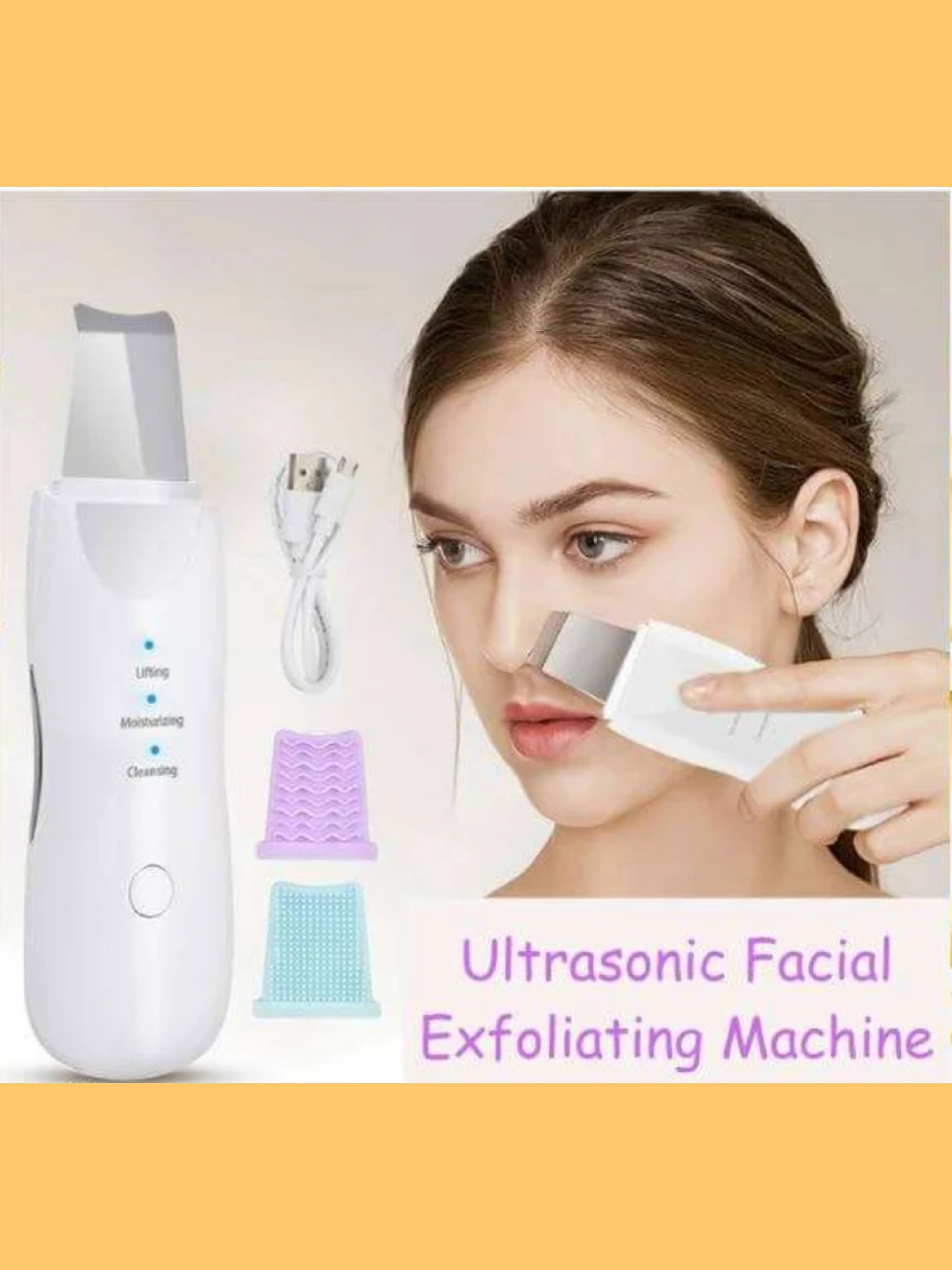 Ultrasonic Skin Scrubber & Ion Facial Exfoliator for Tight and Blackhead free Skin "Self-Care Product"