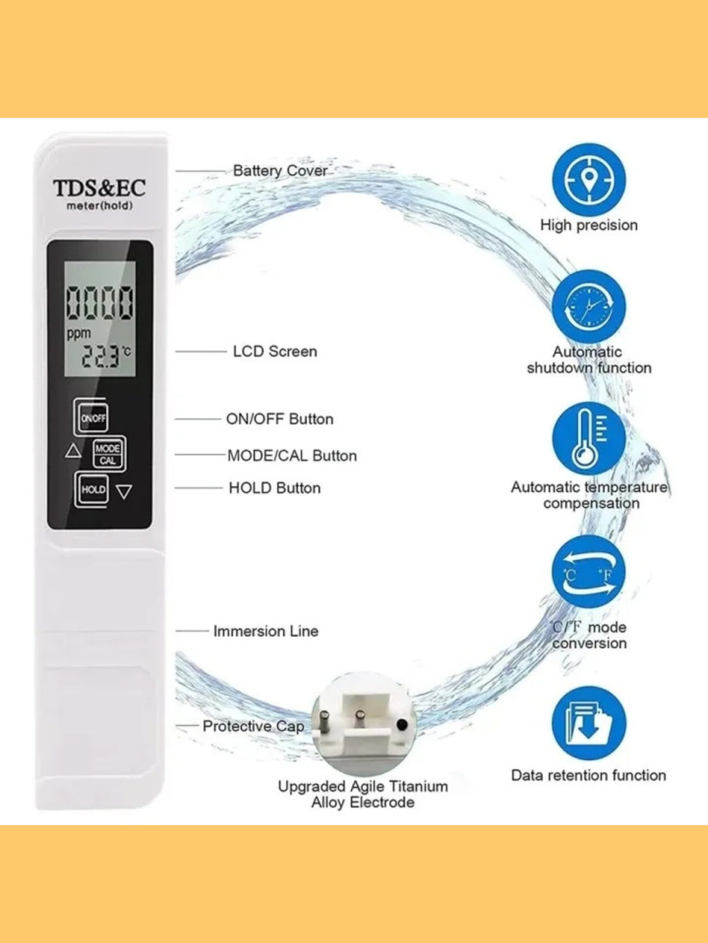 Digital TDS, EC & Temperature Meter (3-in-1) with Backlit LCD "Useful Pocket Gadget"