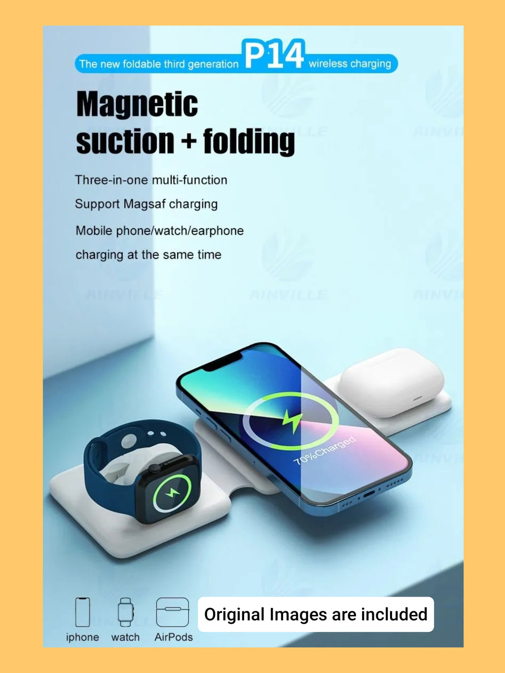 3-in-1 Foldable Magnetic Wireless Charging Station (15W Fast Charge) "loot product"